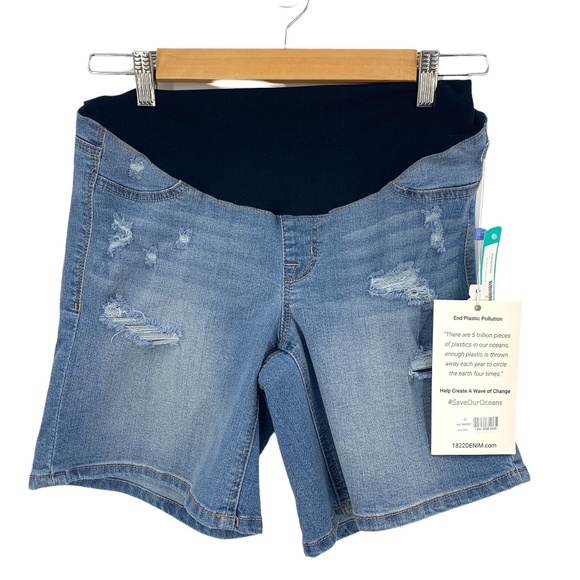 1822 Denim Pants - 1822 Denim Evalyn Maternity Sustainable Roll Cuff Distressed Short Sz 27